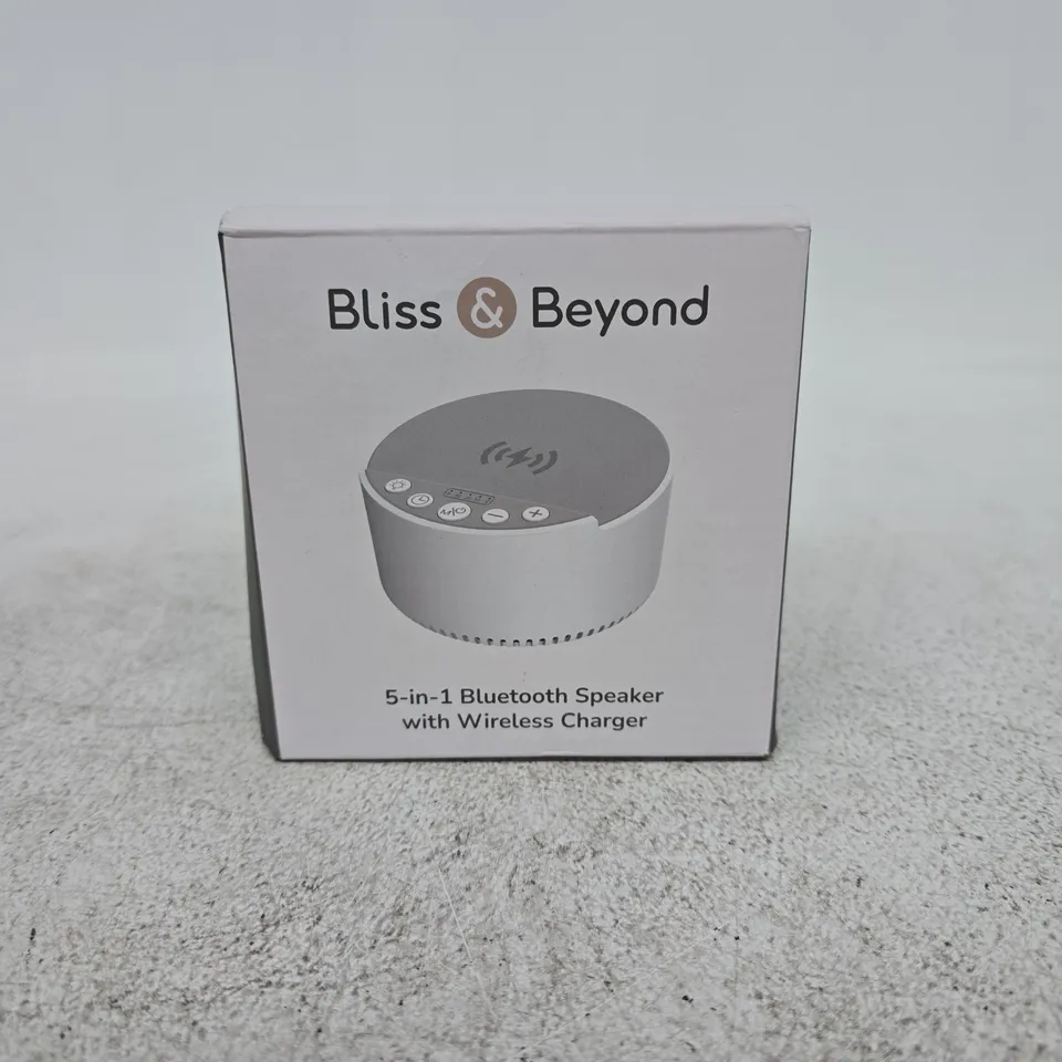 BLISS AND BEYOND 5 IN 1 BLUETOOTH SPEAKER WITH WIRELESS CHARGER