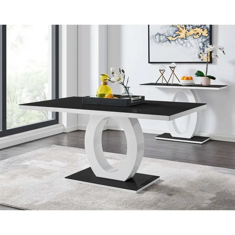 BOXED CHOWCHILLA WHITE 6 PERSON DINING TABLE (2 BOXES)