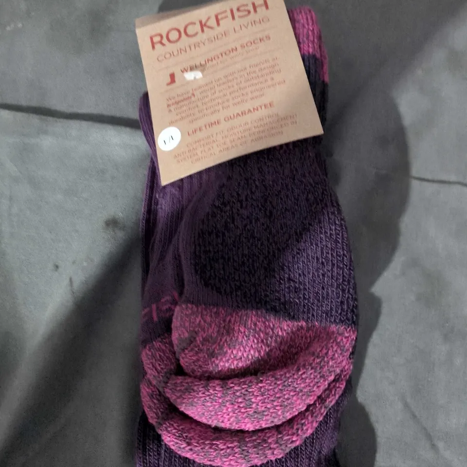 ROCKFISH WLELLINGTON BOOTS KNIT SOCKS – PURPLE & PINK KNEE HIGH LARGE