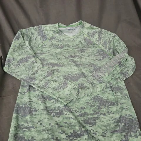 COLUMBIA CAMOUFLAGE LONG-SLEEVE SHIRT - LIGHT GREEN - MEN'S - SIZE M/M