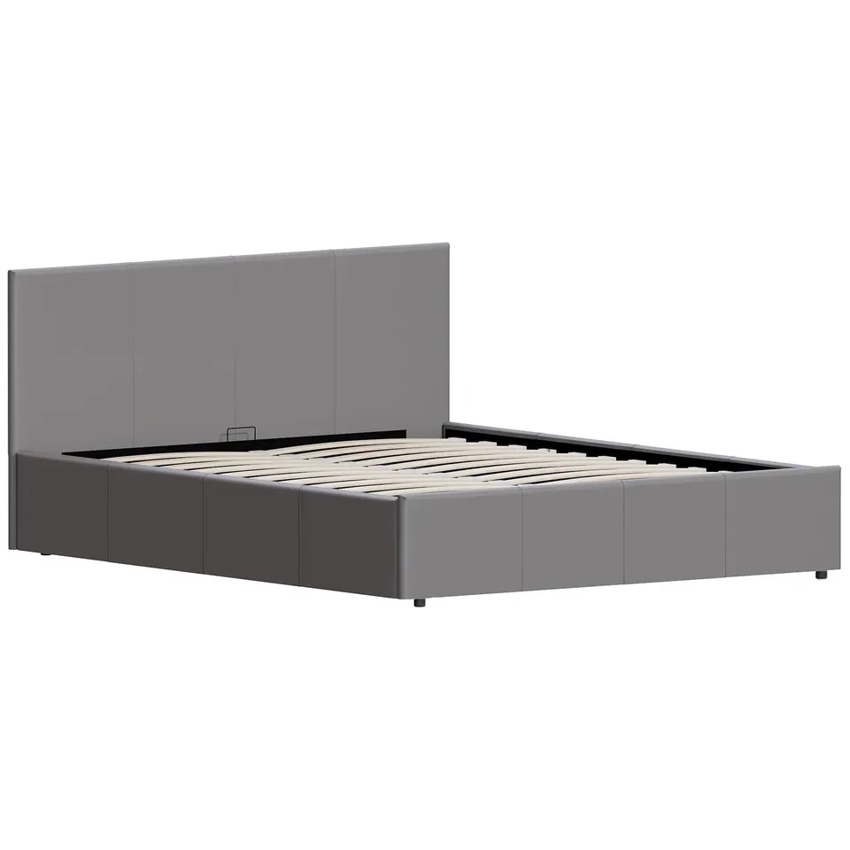 BOXED LASSIC LISBON KING SIZE FAUX LEATHER BED - GREY (1 BOX)
