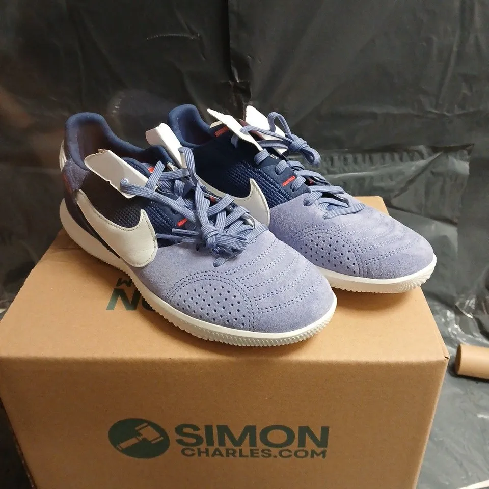 NIKE TRAINERS – BLUE SUEDE/MESH, WHITE SWOOSH UK 6