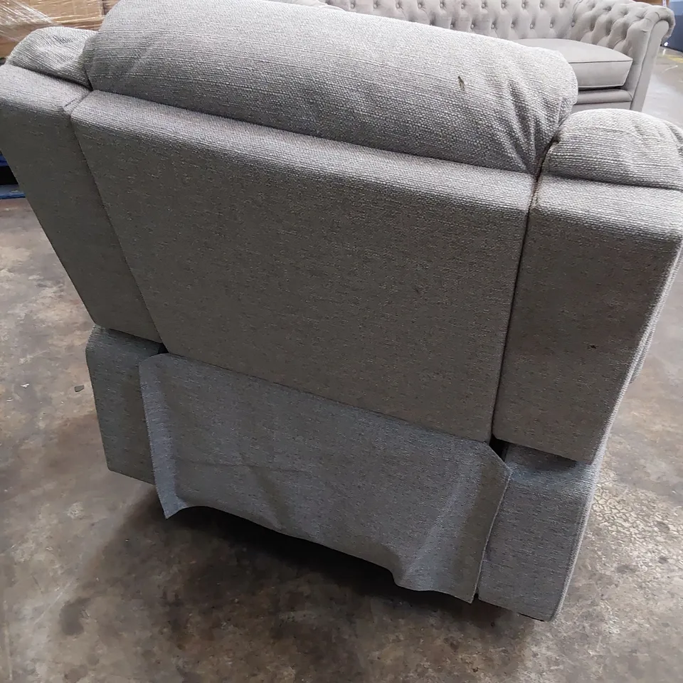 DESIGNER MANUAL RECLINING EASY CHAIR GREY FABRIC 