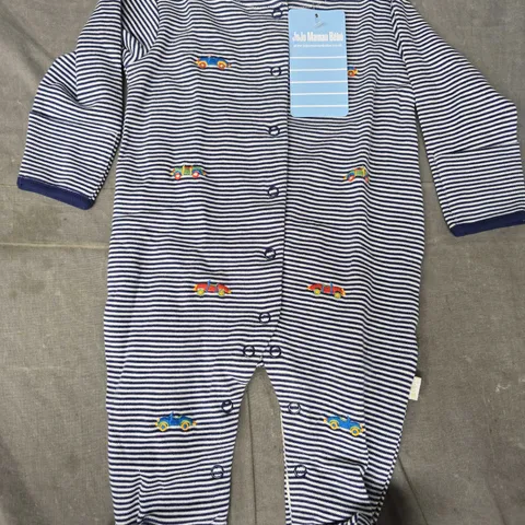 JOJO MAMAN BÉBÉ STRIPED SLEEPSUIT IN BLUE-WHITE SIZE 3-6 MONTHS