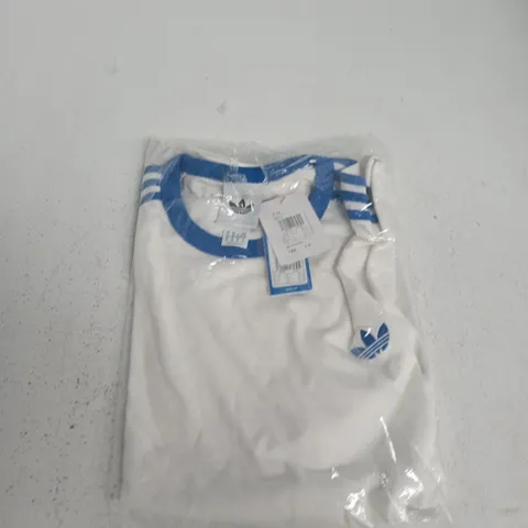 ADIDAS 3S TEE T-SHIRT – WHITE WITH BLUE TRIM, 2XL