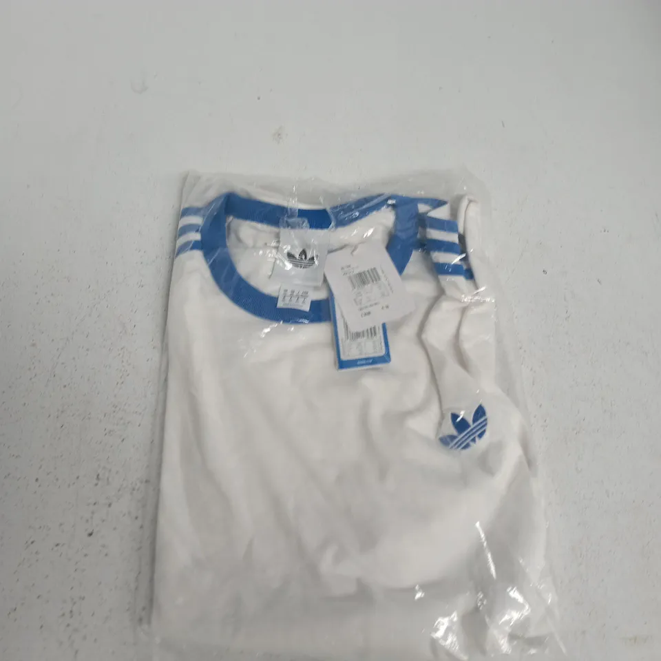 ADIDAS 3S TEE T-SHIRT – WHITE WITH BLUE TRIM, 2XL