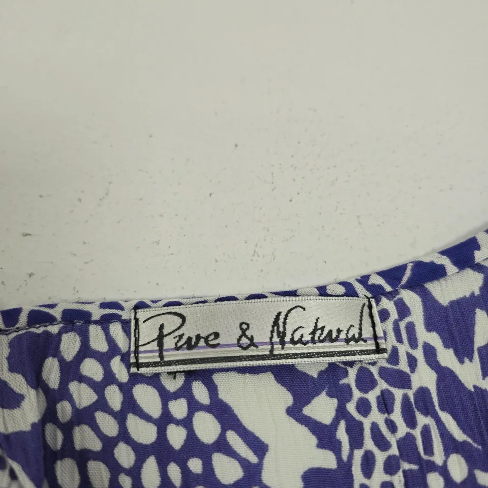 PURE & NATURAL WOMEN'S DRESS - UK SIZE S - PURPLE & WHITE ANIMAL PRINT - 100% VISCOSE