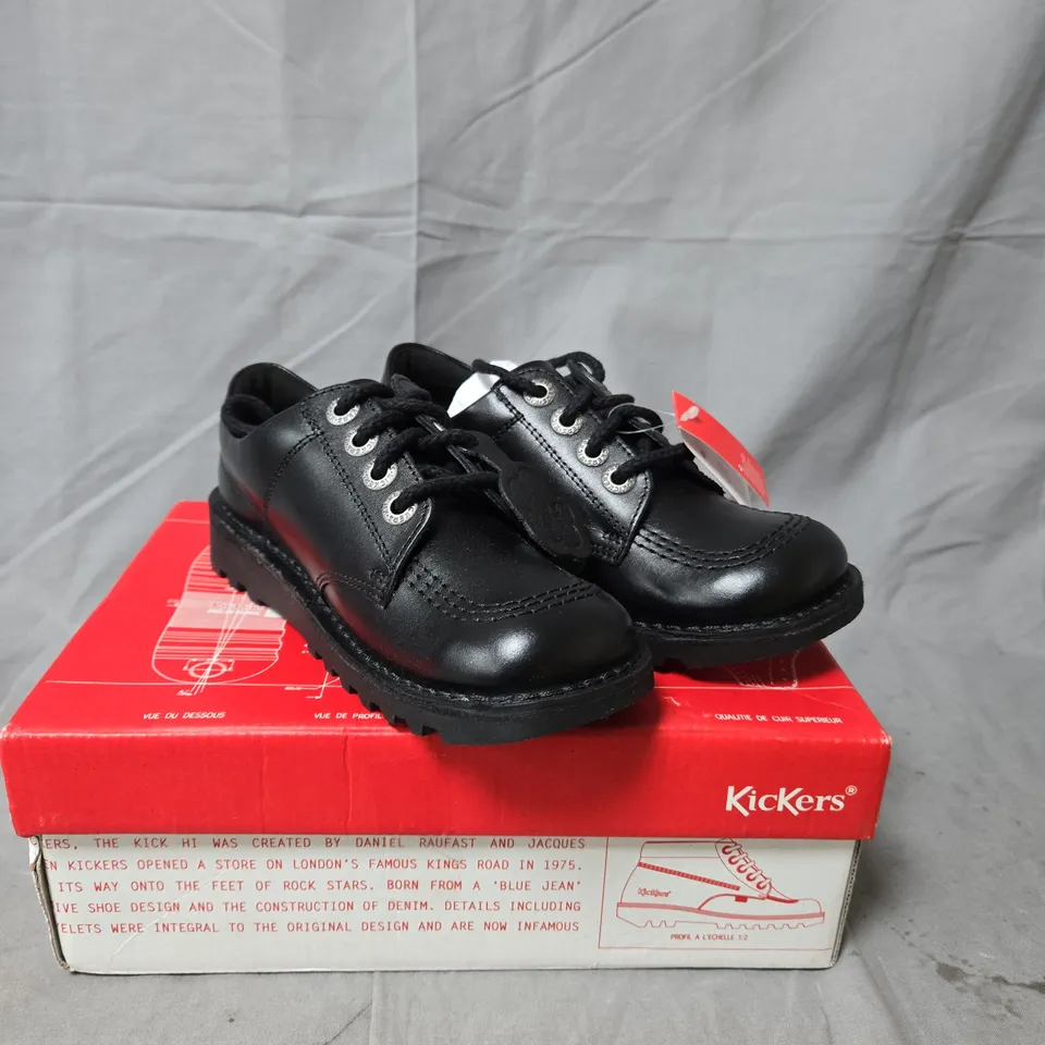 KICKERS LEATHER LACE-UP KICK LO CORE SCHOOL SHOES – KIDS, UK 1 (ORIGINAL: 1 OLDER)