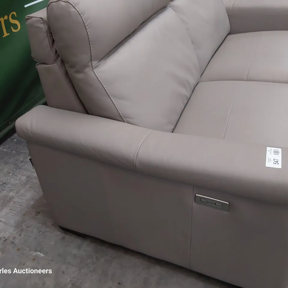 QUALITY ITALIAN DESIGNER ADRIANO POWER RECLINING THREE SEATER SOFA MUSHROOM LEATHER