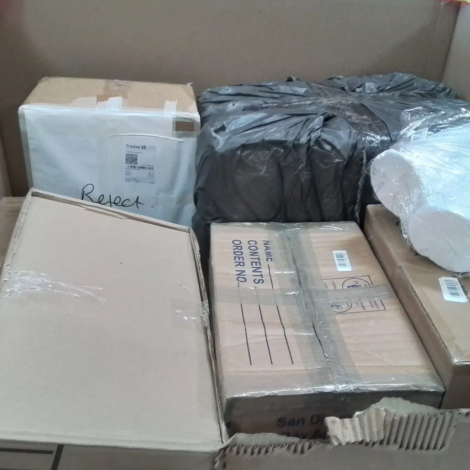 PALLET OF ASSORTED HOUSEHOLD GOODS AND PRODUCTS TO INCLUDE;BABY CHANGING STATION,DESK MATT,TURNTABLE WITH SPEAKERS 