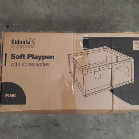 BOXED KIDOOLA SOFT PLAY PEN WITH ACCESSORIES- PINK