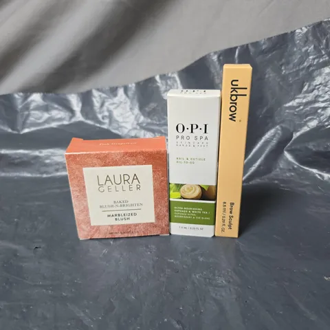 APPROXIMATELY 10 ASSORTED COSMETIC ITEMS TO INCLUDE LAURA GELLER, OPI ETC