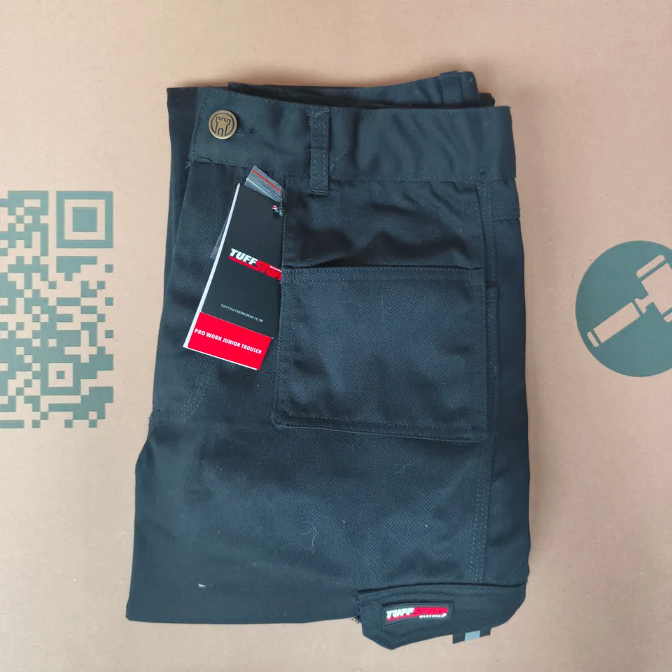 TUFFSTUFF PRO WORK JUNIOR TROUSERS IN BLACK SIZE 11-12