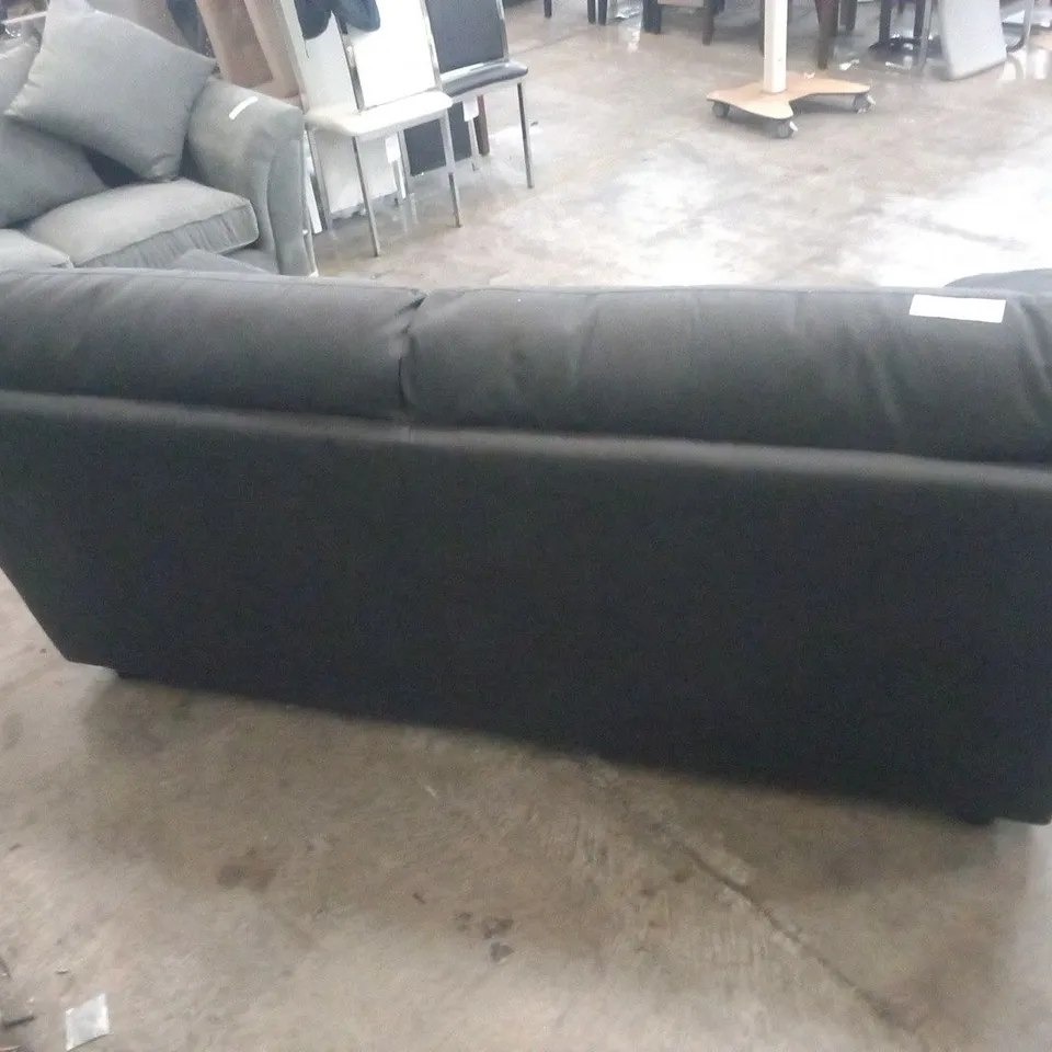 DESIGNER BLACK SUEDE EFFECT FABRIC TWO SEATER SOFA