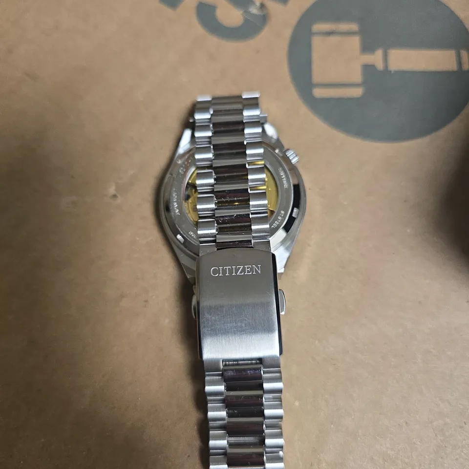 CITIZEN AUTOMATIC STAINLESS STEEL WRISTWATCH – TURQUOISE DIAL, BOXED