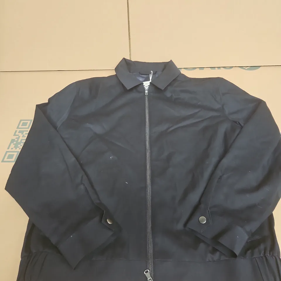 MOSS BLACK ZIP-FRONT JACKET, SIZE S 