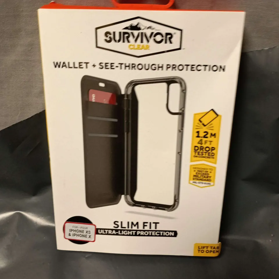 SURVIVOR SLIM FIT WALLET PHONE CASE WITH SEE-THROUGH PROTECTION – FOR IPHONE XS & X
