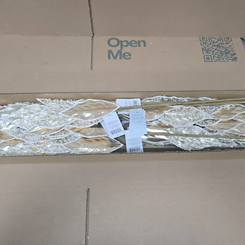 BOX OF APPROXIMATELY 12 GISELA GRAHAM WHITE AND GOLD FAUX LEAF ARRANGEMENTS