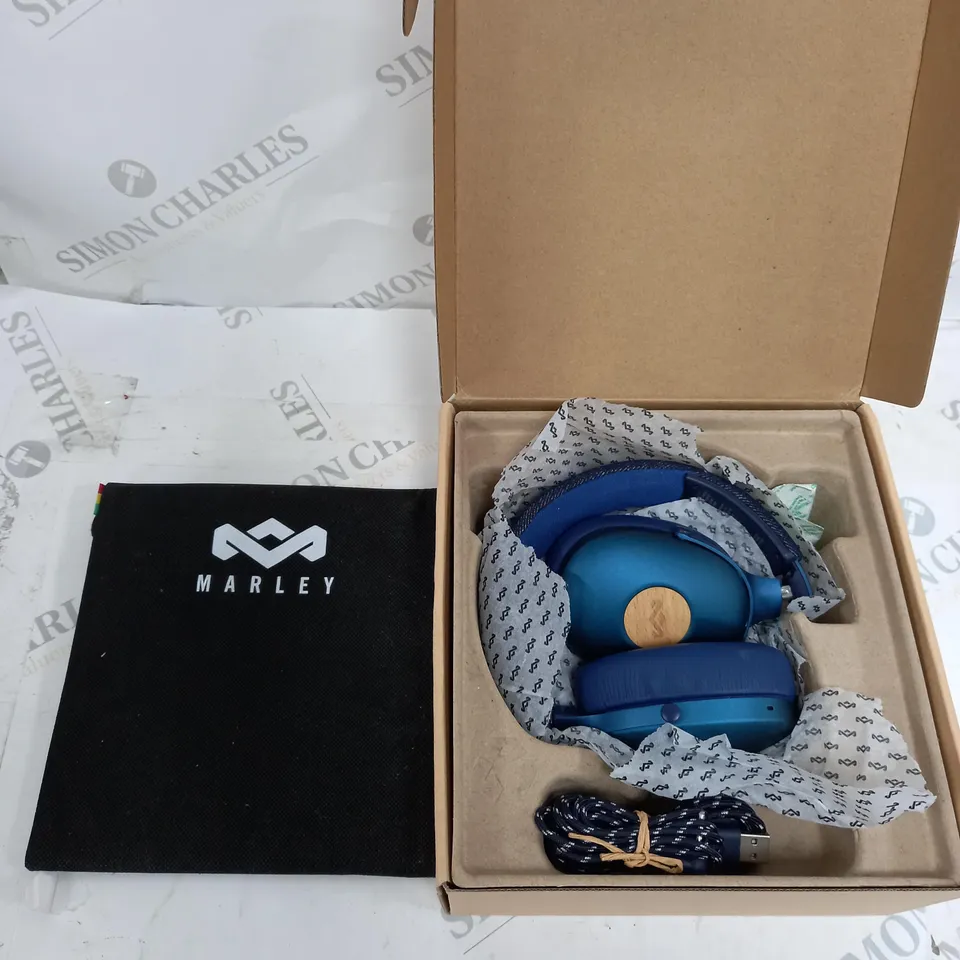 MARLEY POSITIVE VIBRATION XL BLUETOOTH HEADPHONES IN BLUE 