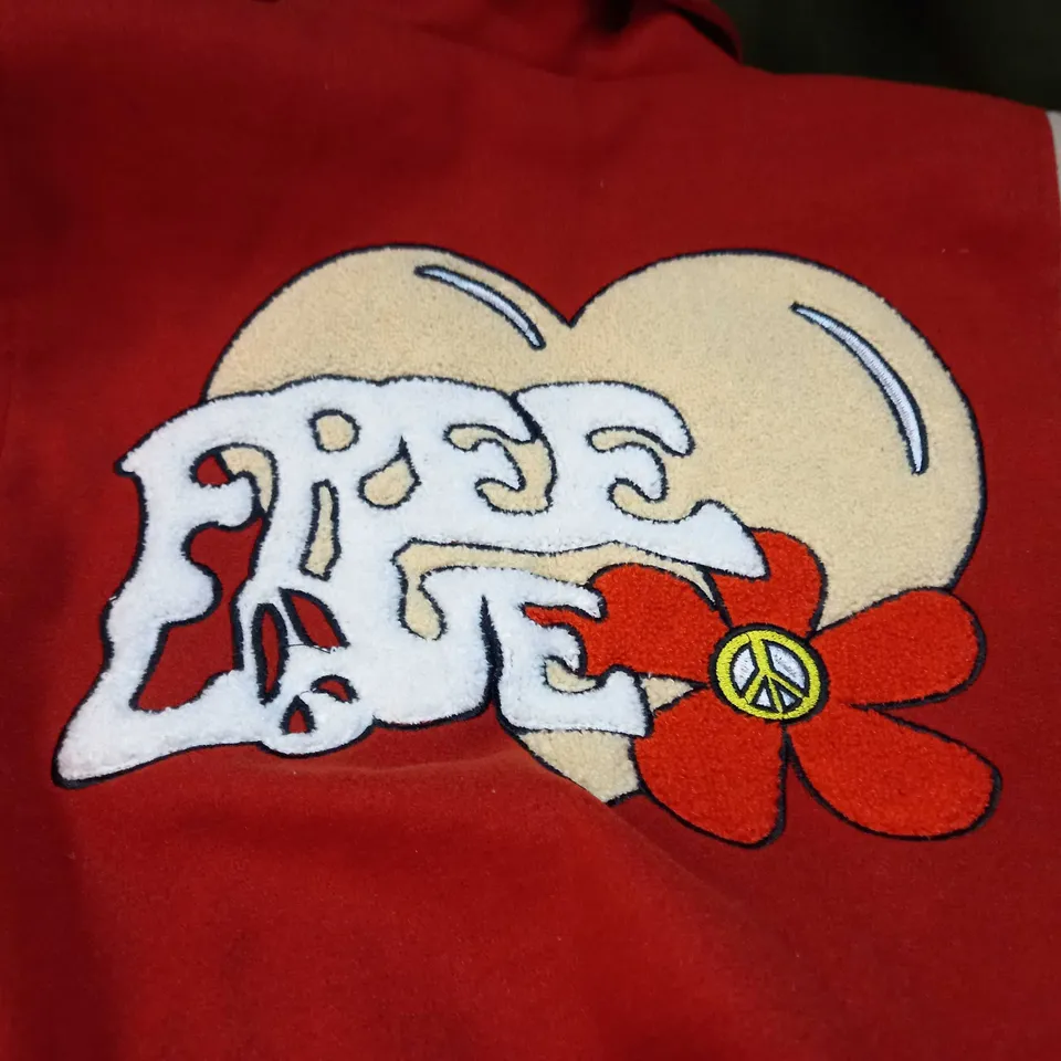 FREE LOVE BURNT ORANGE/FAUX LEATHER WHITE SLEEVES JACKET