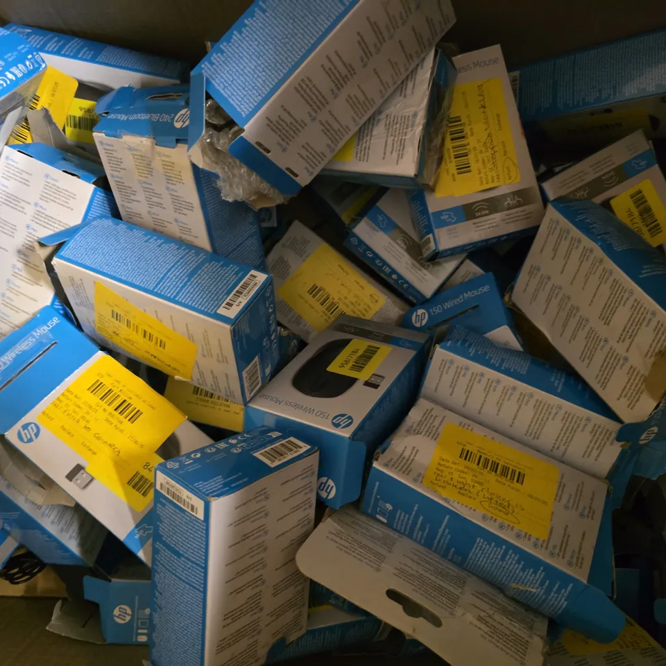 BOX OF APPROXIMATELY 20 ASSORTED HP WIRELESS MICE – 240 BLUETOOTH MOUSE & 150 WIRELESS MOUS, ETC - COLLECTION ONLY