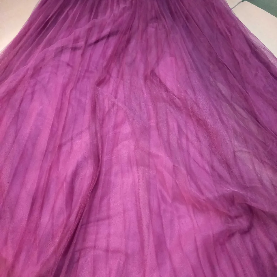 ASOS WINE BRIDESMAID PLEATED TULLE MAXI SKIRT - SIZE 12