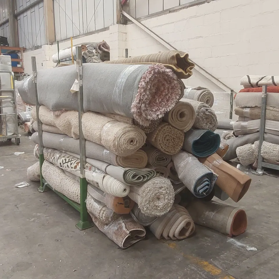 STILLAGE CONTAINING APPROXIMATELY 30x ASSORTED DESIGNER RUGS // STILLAGE NOT INCLUDED