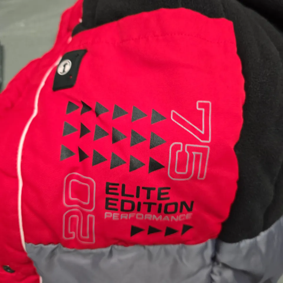 PERFORMANCE EDITION RED PUFFER JACKET WITH FAUX FUR HOOD – ELITE EDITION - SIZE UNSPECIFIED 
