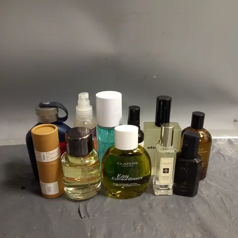 BOX OF APPROXIMATELY 10 ASSORTED UNBOXED FRAGRANCES TO INCLUDE - JO MALONE WOOD & SEA SALT COLOGNE - FFERN AUTUMN 24 - METAMORPHOSE BODY & HAIR OIL - ETC - COLLECTION ONLY