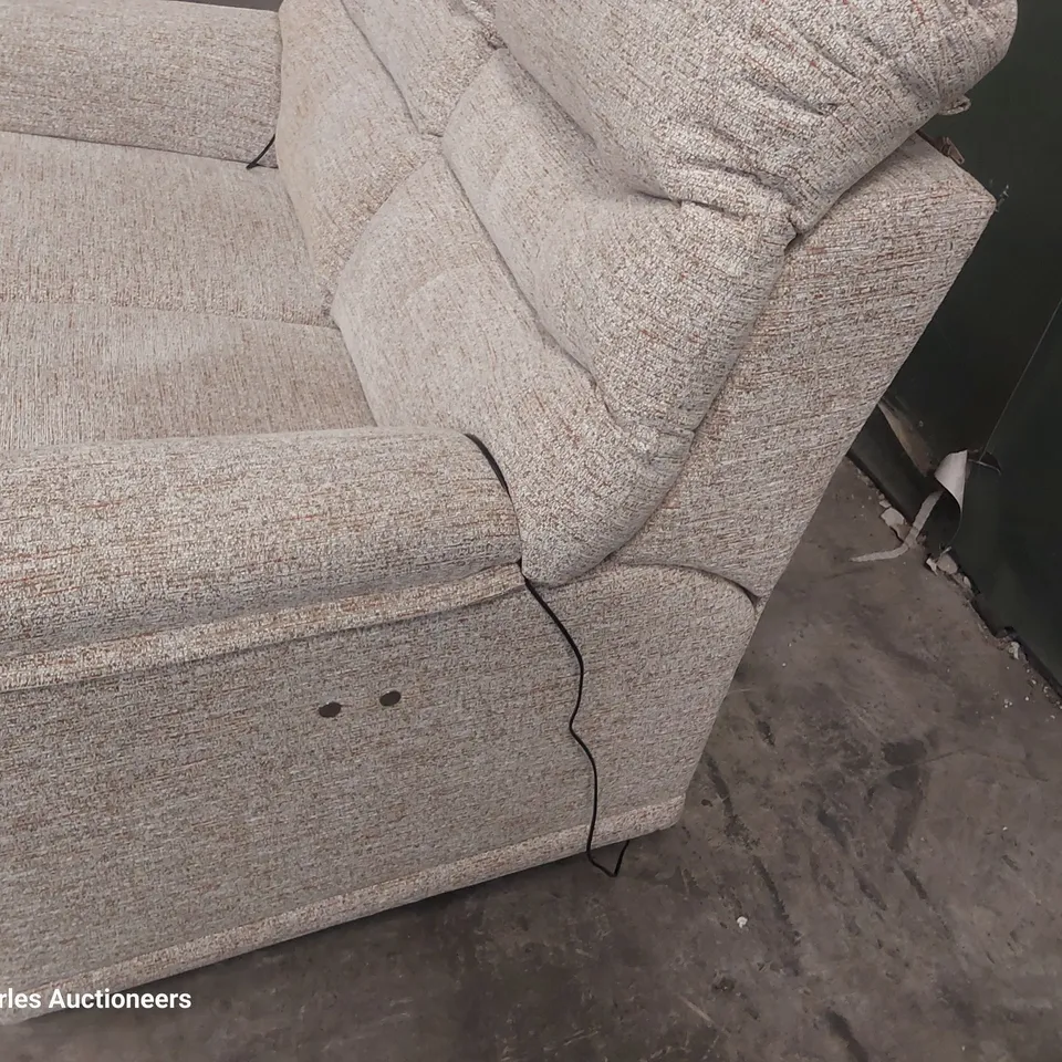 QUALITY BRITISH DESIGNER G PLAN MALVERN POWER RECLINING TWO SEATER SOFA KAMPALA BEIGE FABRIC 