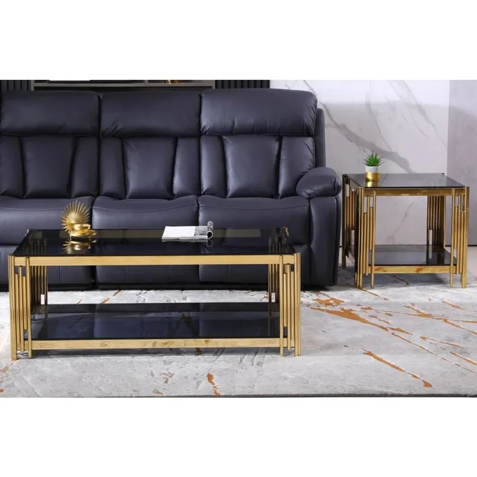 BOXED GABRIELLA CHROME COFFEE TABLE - GOLD