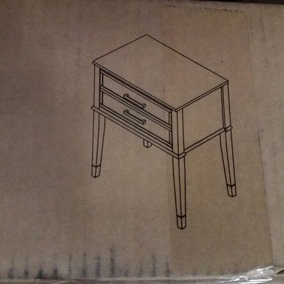 BOXED BEDSIDE CABINET 2 DRAWER WESTERLEIGH END TABLE GRAPHITE GREY