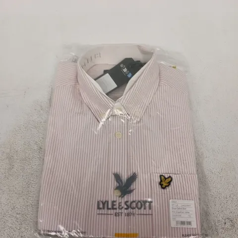 LYLE & SCOTT STRIPE OXFORD SHIRT – PINK GRAPEFRUIT/WHITE – UK SIZE L