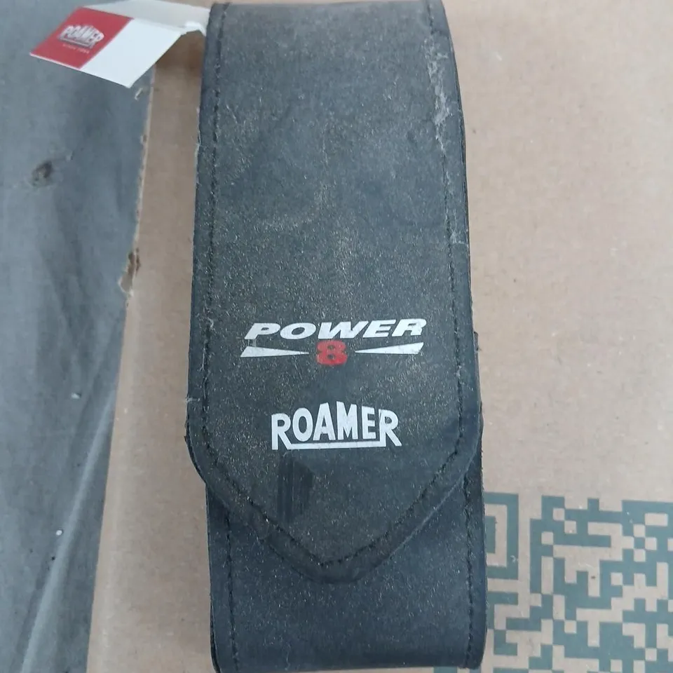 ROAMER POWER 8 WRISTWATCH – BROWN LEATHER STRAP, RECTANGULAR SILVER CASE (IN PRESENTATION BOX)