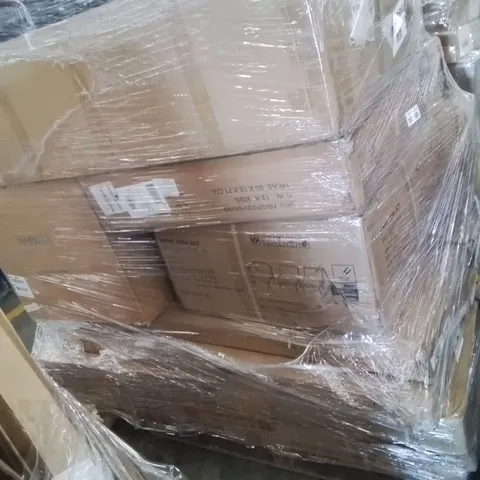 PALLET CONTAINING VARIOUS ASSORTED HOUSEHOLD CUSTOMER RETURNS TO INCLUDE: SIDE/DINING CHAIRS, GARDEN CHAIRS, SHELTERS AND LOTS MORE UNMARKED BOXED ITEMS