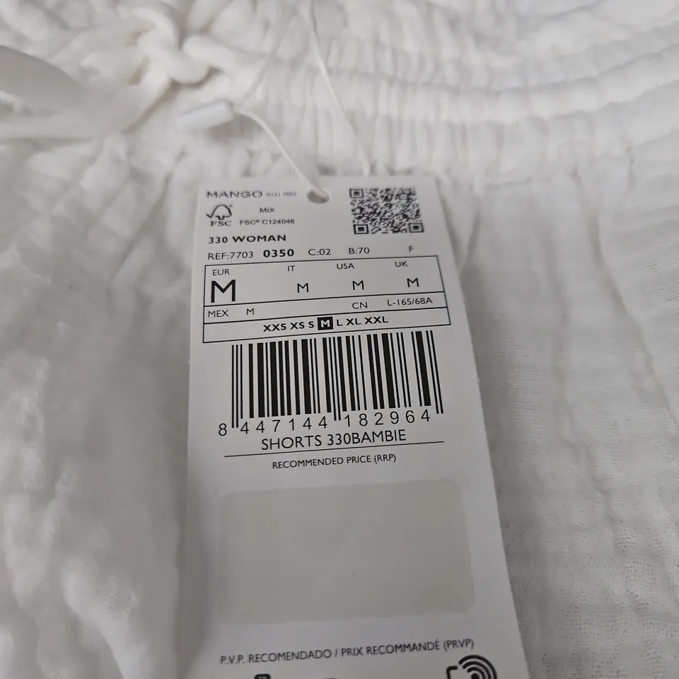 MANGO WHITE WOMEN’S SHORTS – SIZE M