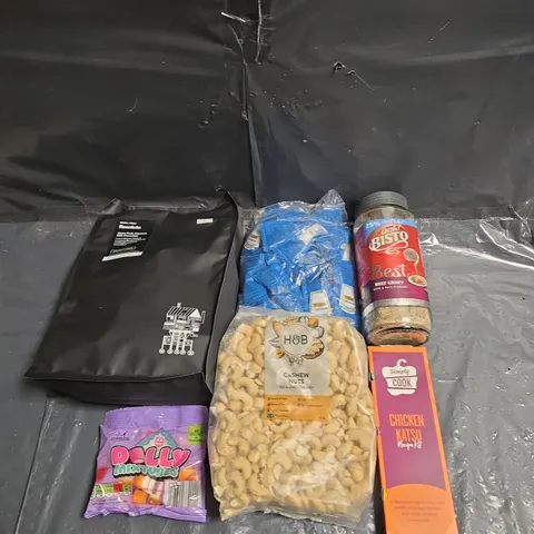 APPROXIMATELY 10 ASSORTED FOOD ITEMS TO INCLUDE - CASHEW NUTS, BISTO GRAVY AND COFFEE