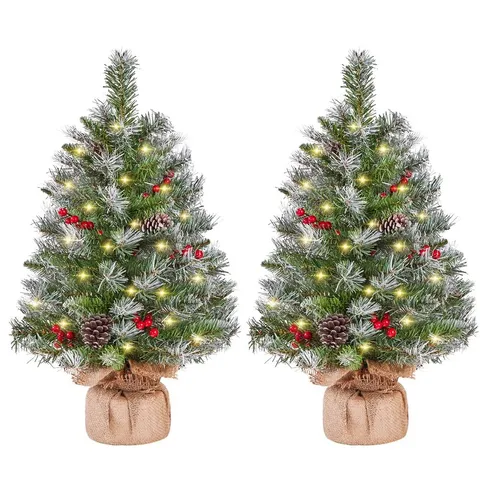 BOXED 2PCS LIGHTED ARTIFICIAL CHRISTMAS TREE (SET OF 2)