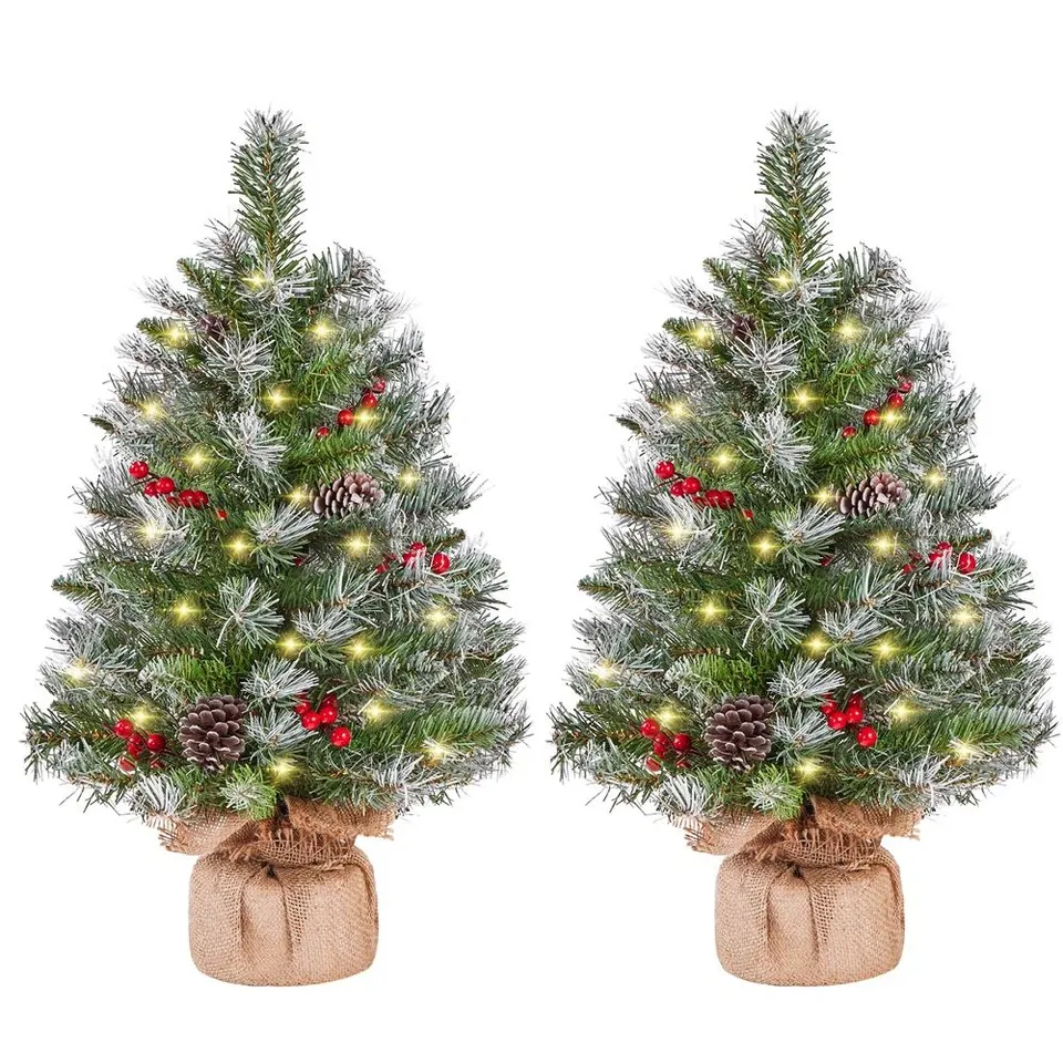 BOXED 2PCS LIGHTED ARTIFICIAL CHRISTMAS TREE (SET OF 2)