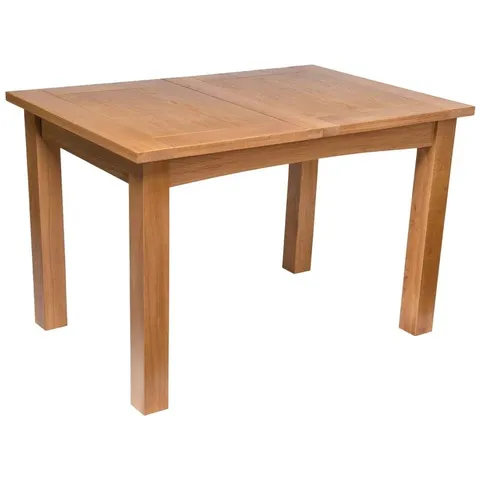 BOXED EXTENDABLE OAK SOLID WOOD BASE DINING TABLE (2 BOXES)