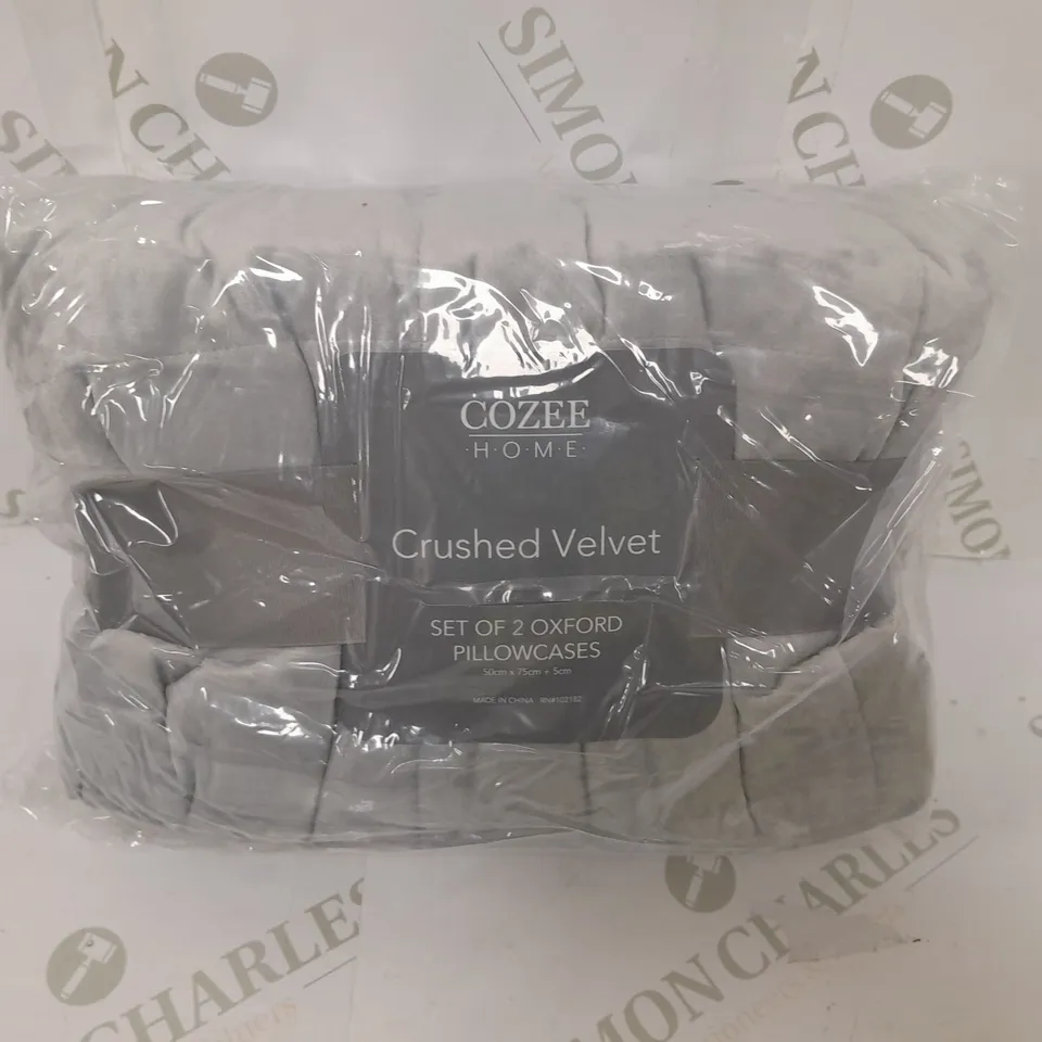 COZEE HOME CRUSHED VELVET SET OF 2 OXFORD PILLOWCASES