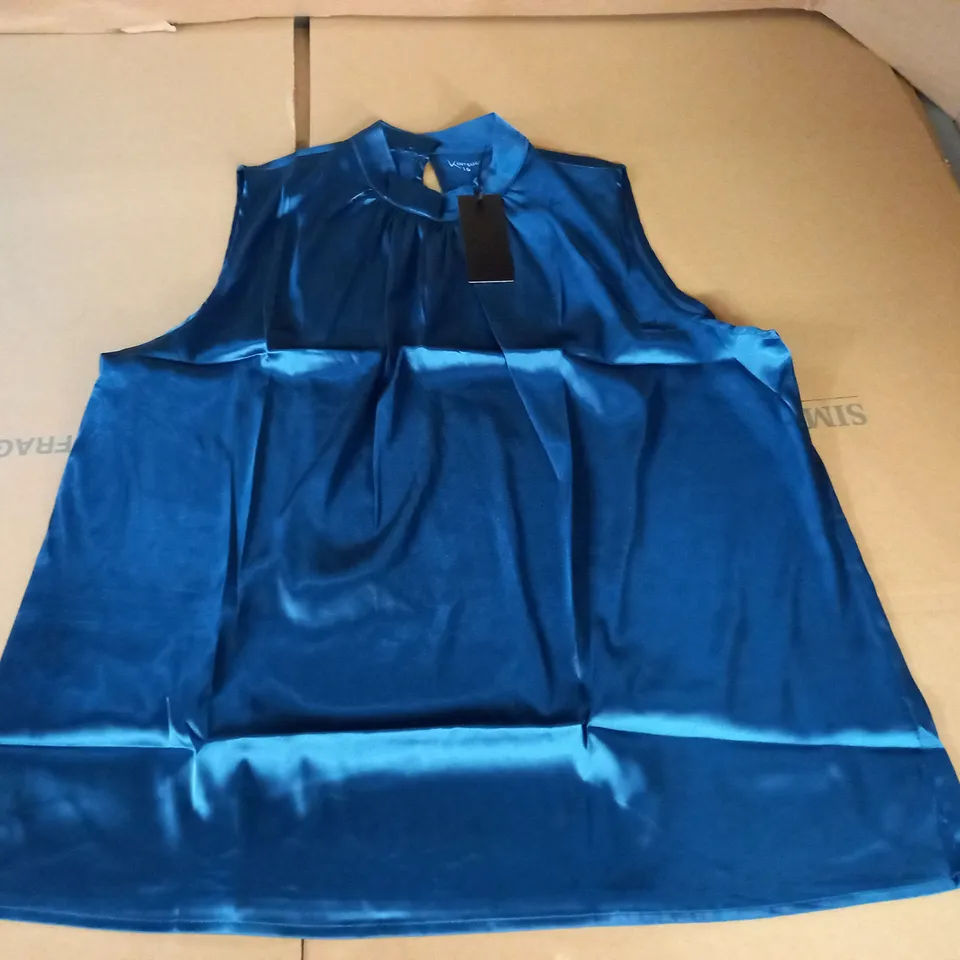 BRAND NEW KINTSUGI WOMENS TEAL SLEEVELESS TOP WITH MAGNETIC FASTENING - 10