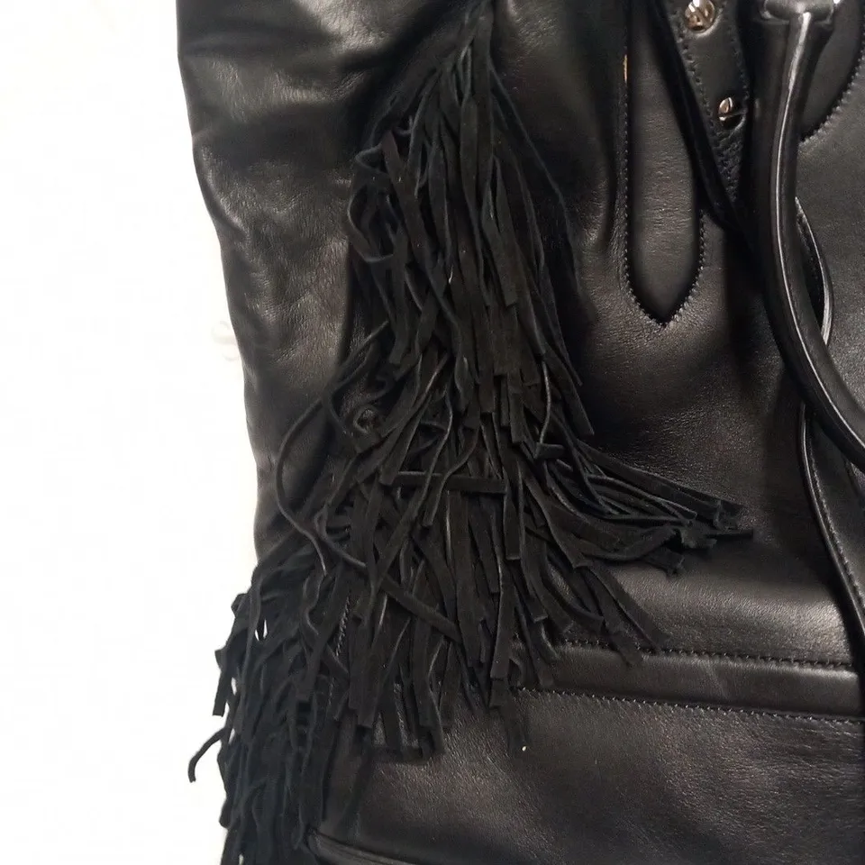 CHRISTIAN LOUBOUTIN JUSTINE BLACK FRINGE BAG