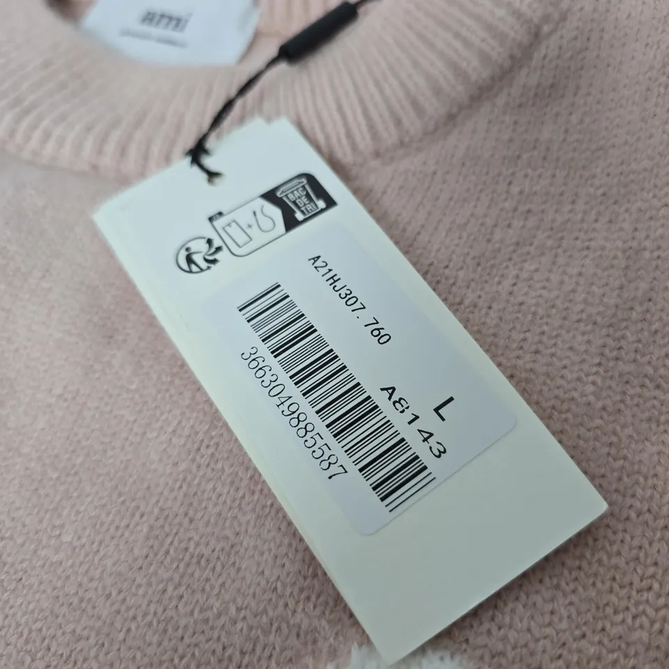 AMI ALEXANDRE MATTIUSSI KNIT SWEATER – PINK, UK SIZE L