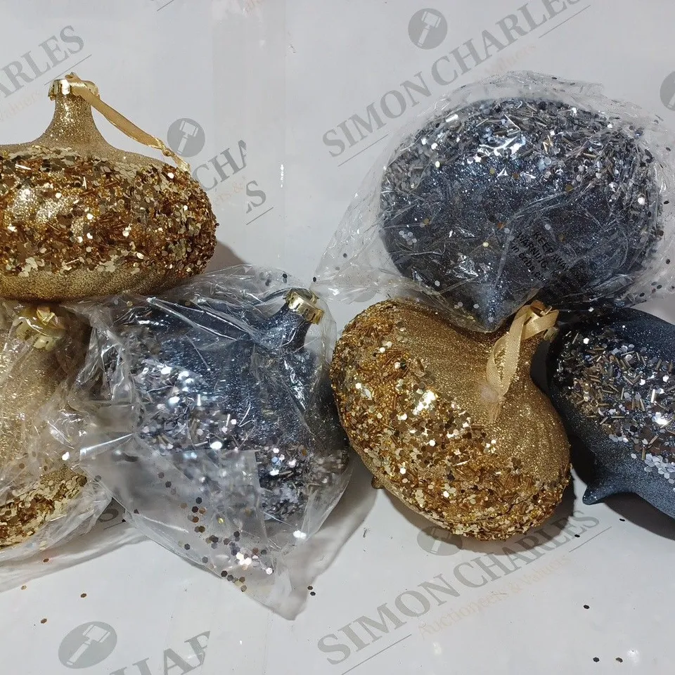 ALISON CORK SET OF 6 GLITTER ELLIPSE BAUBLES  