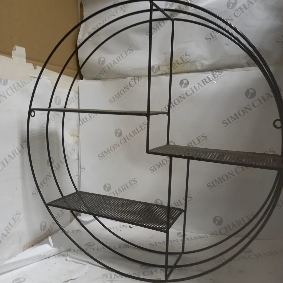 WALL MOUNTABLE CIRCULAR METAL DISPLAY SHELF IN BLACK