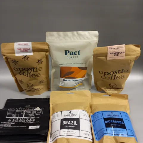 6 X ASSORTED COFFEE PRODUCTS TO INCLUDE APOSTLE COFFEE, PACT COFFEE, ORIGIN ETC