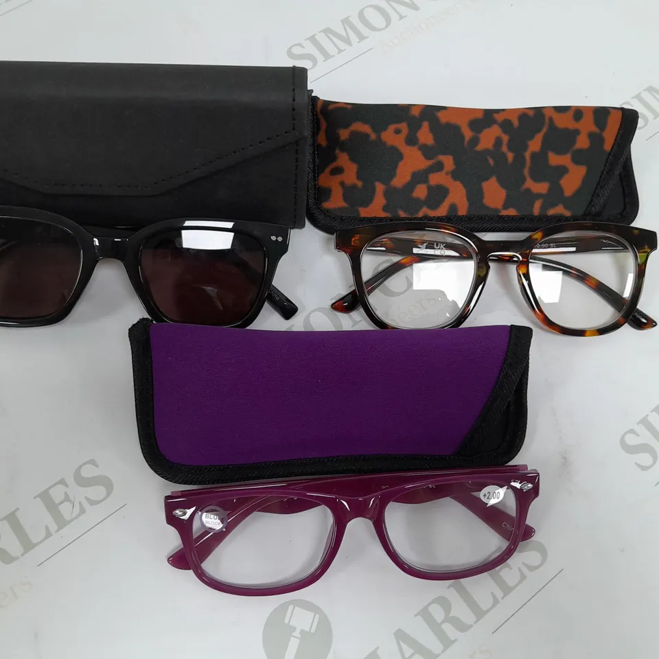 HUMMING BIRD 1 PAIR SUNGLASSES, 2 READER GLASSES TAN 2