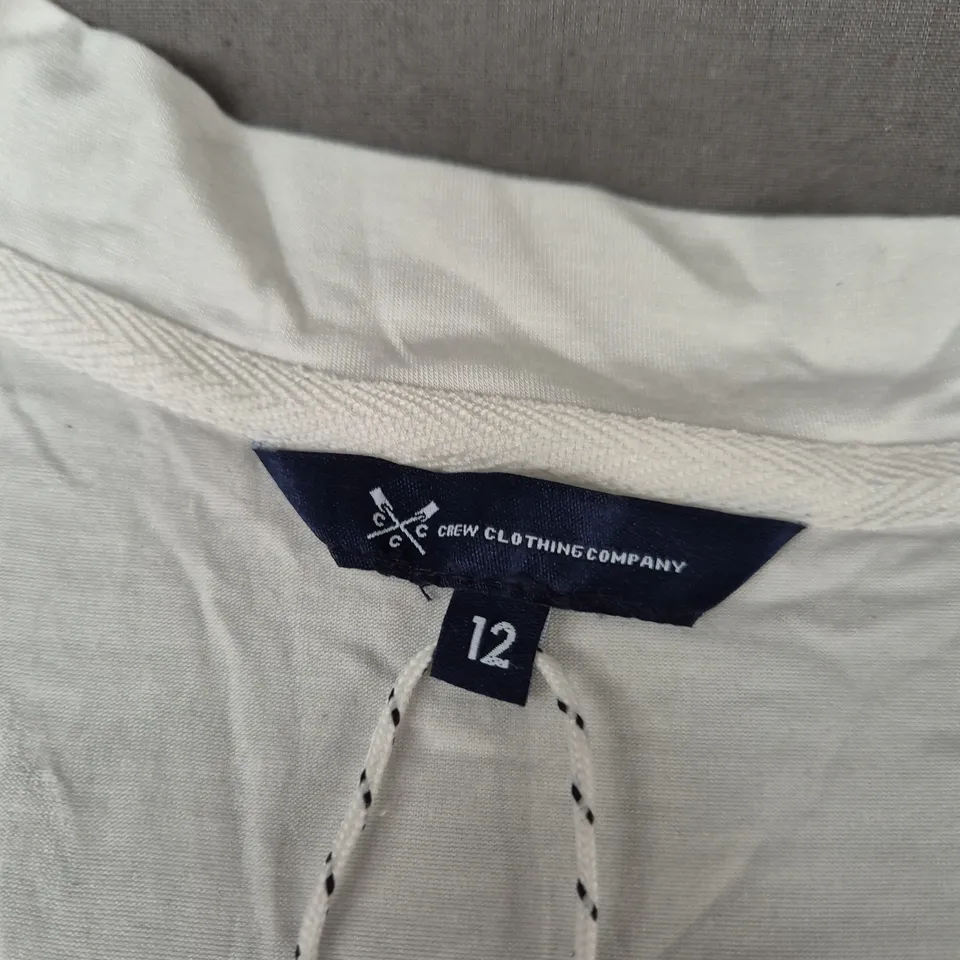 CREW CLOTHING COMPANY GROWN-ON CAP SLEEVE TEE – WHITE, UK 12