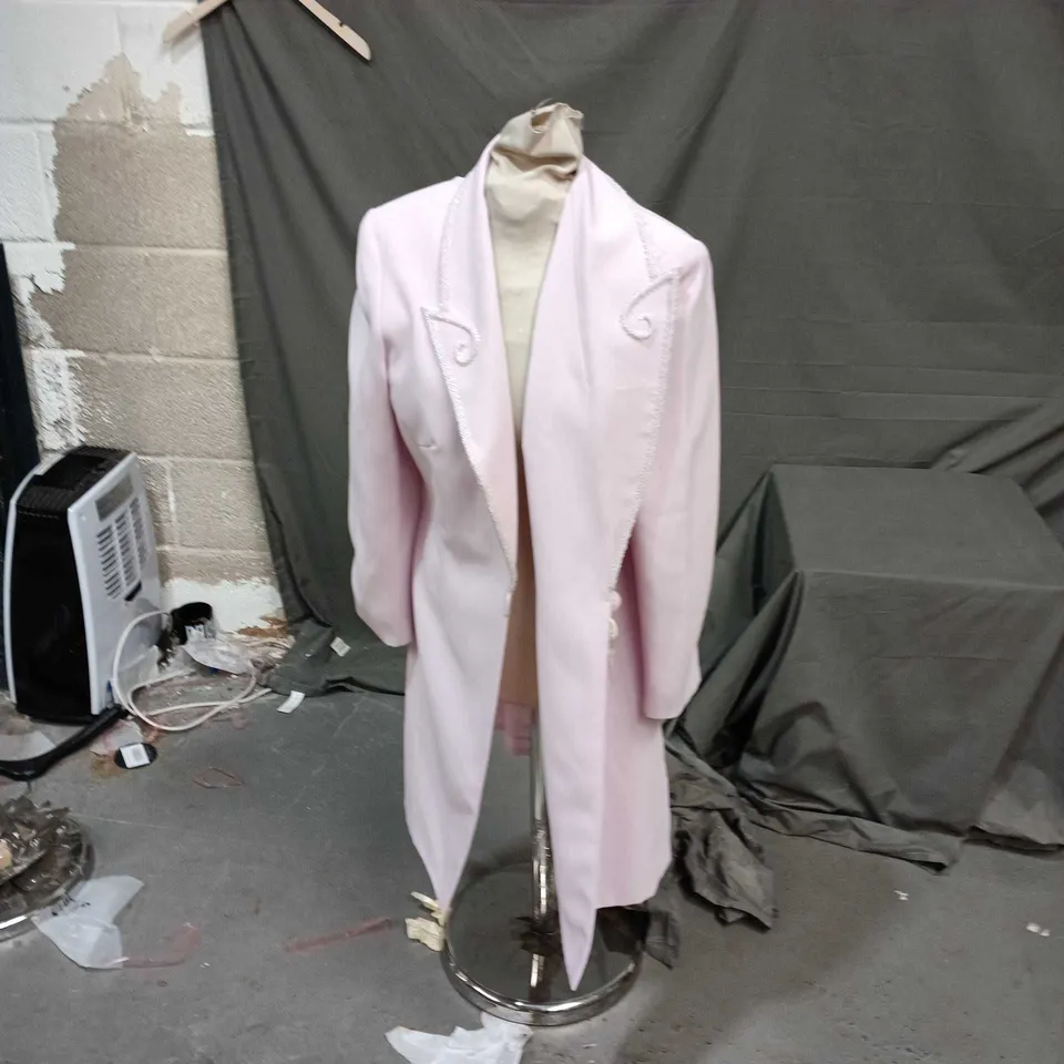PINK WOMEN'S TAILORED BLAZER WITH EMBROIDERED LAPELS SIZE 12